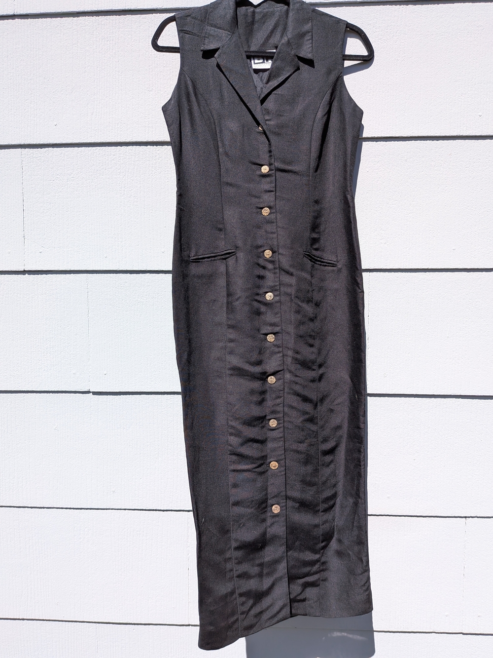 BP by Nordstrom Black Linen Sleeveless Button-Front Maxi Dress